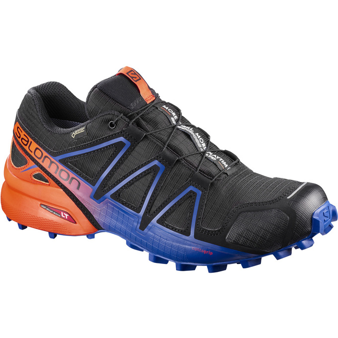 Salomon Singapore Mens Trail Running Shoes - SPEEDCROSS 4 GTX® LTD Black/Navy/Orange | 48072-DSUW